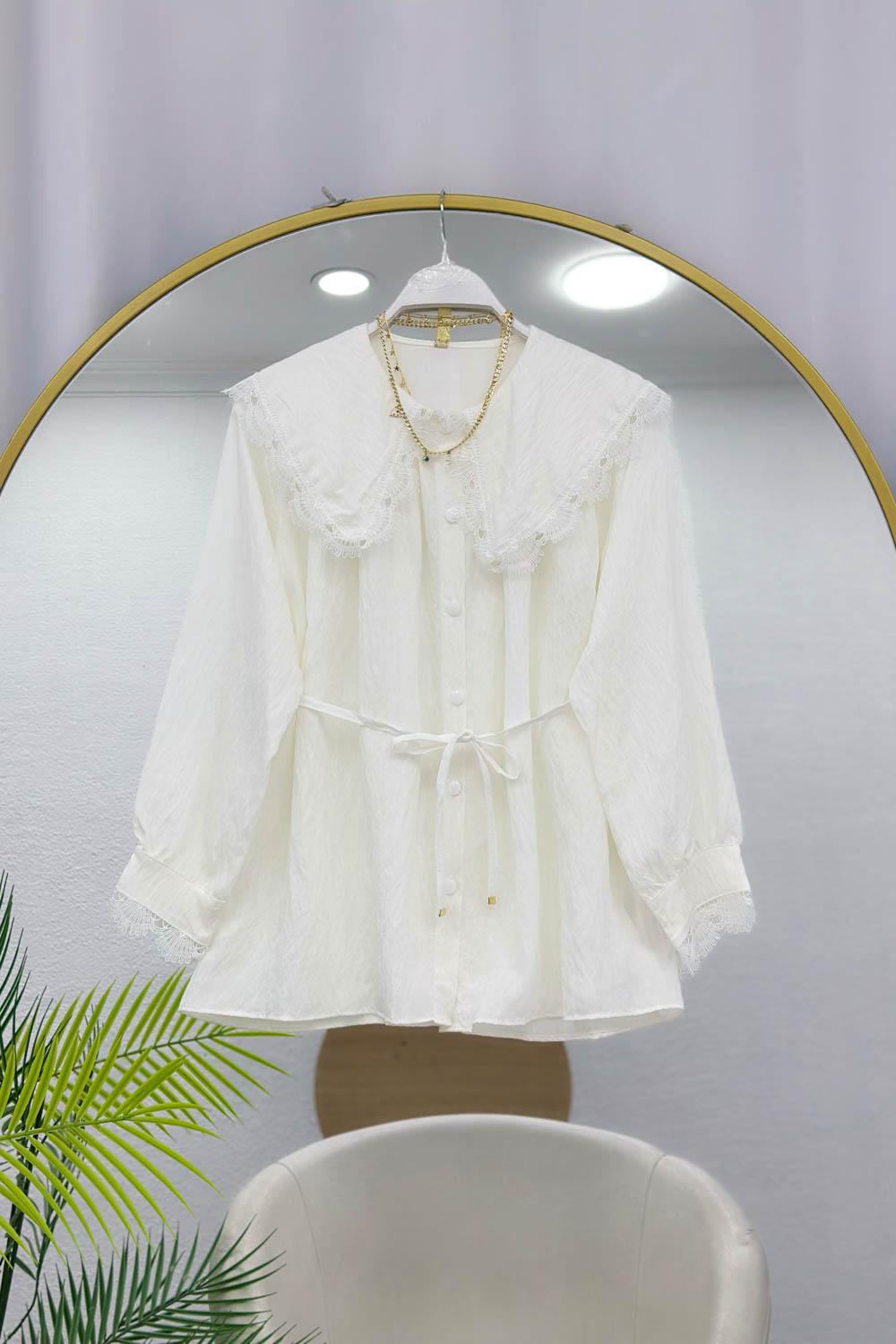 YAKA DANTEL TENSEL GÖMLEK