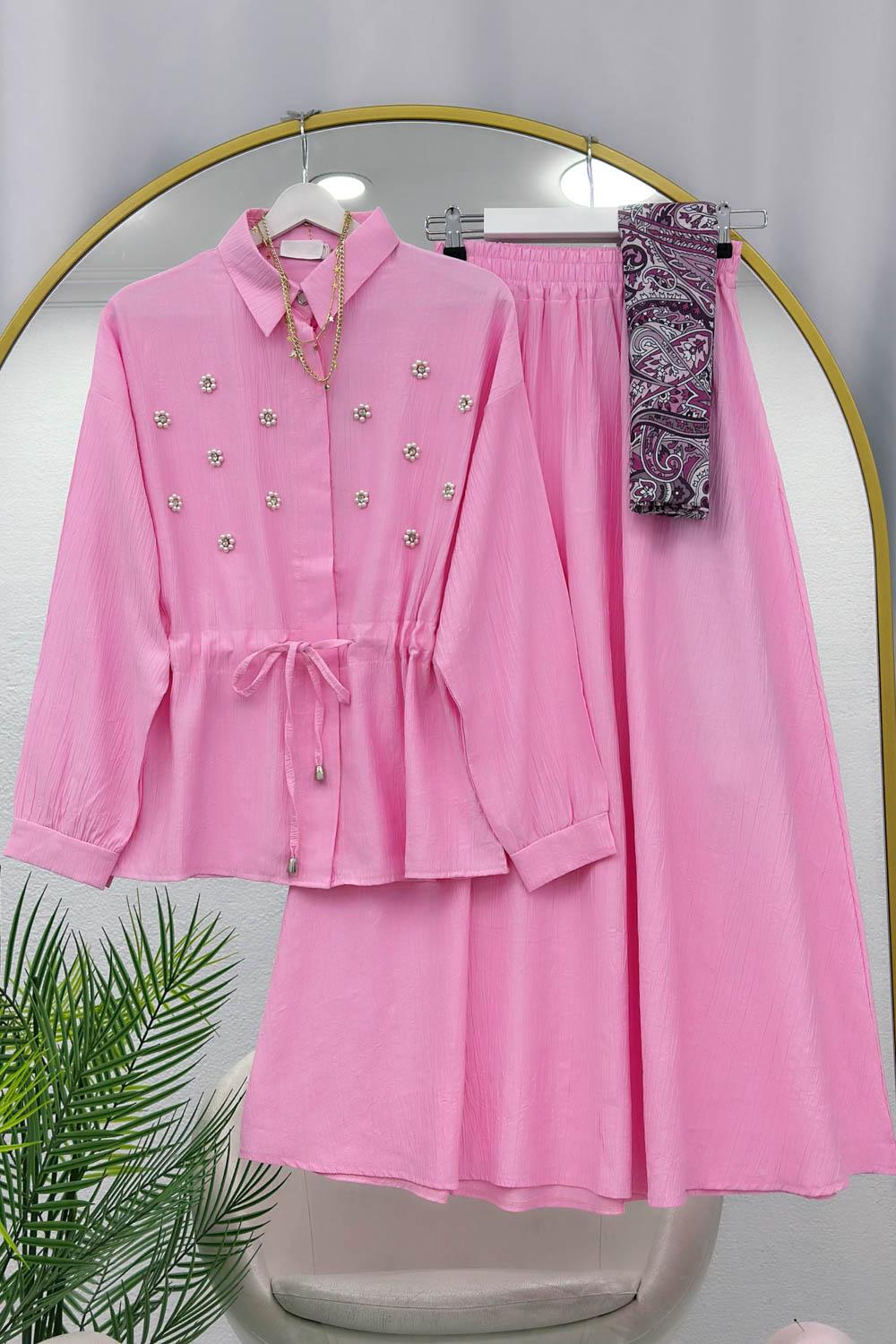 MELOŞ BELDEN BÜZGÜLÜ ETEKLİ TAKIM