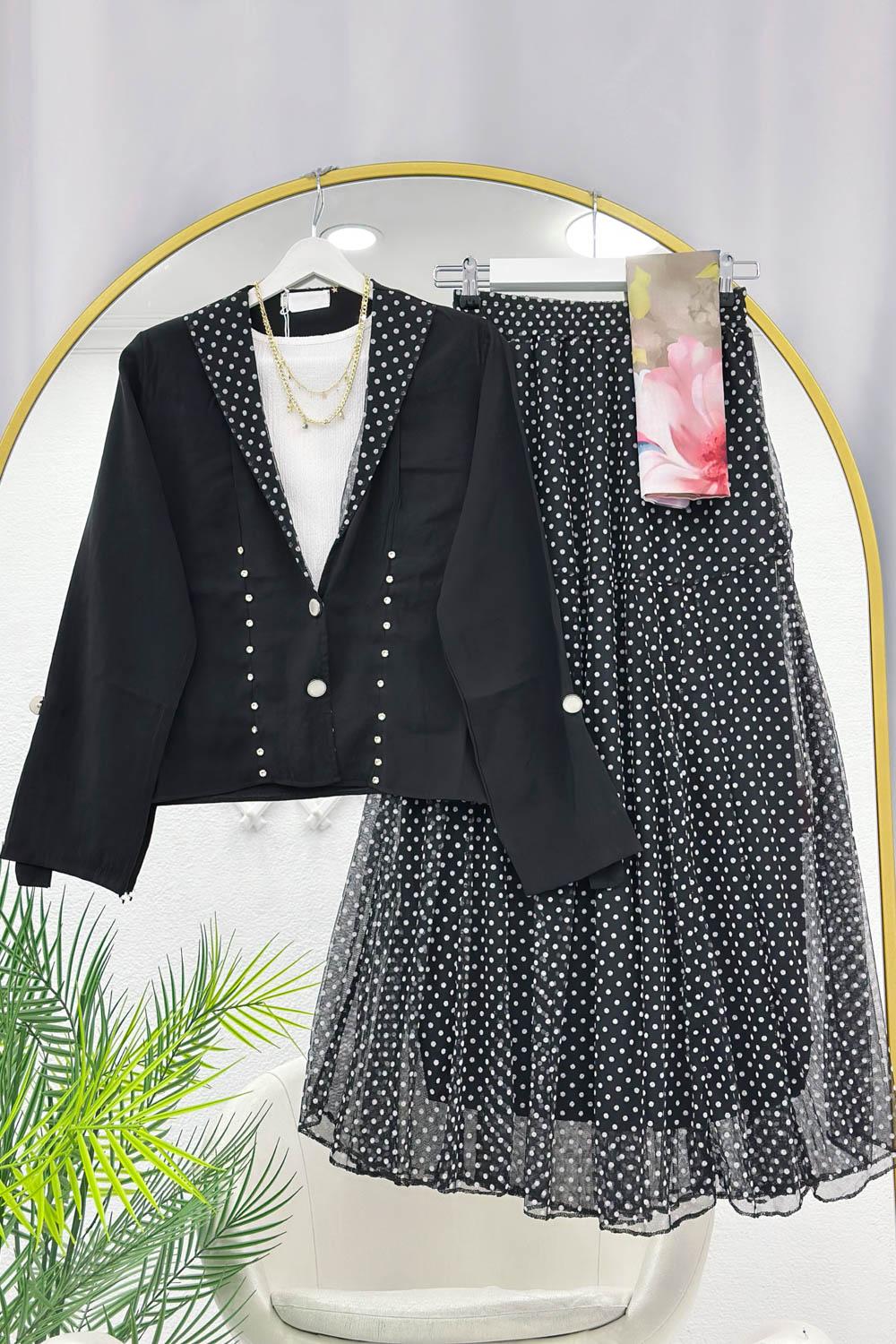 ŞİFON PUANTİYELİ ETEKLİ TAKIM