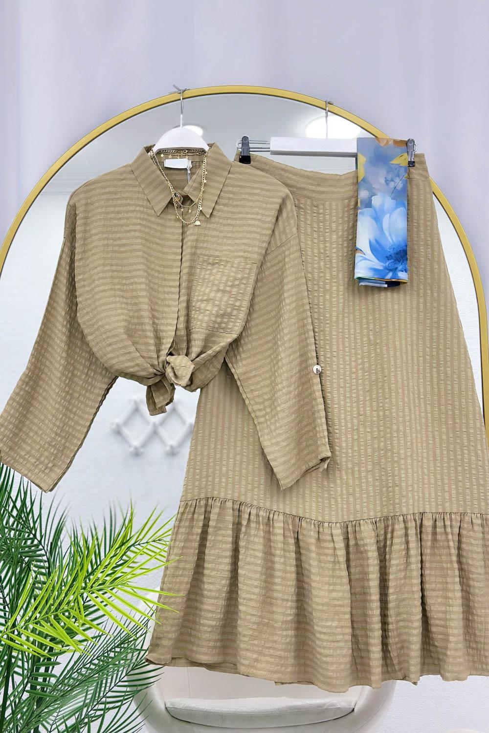 ZRA ÇİZGİ DESEN MODAL ETEKLİ TAKIM