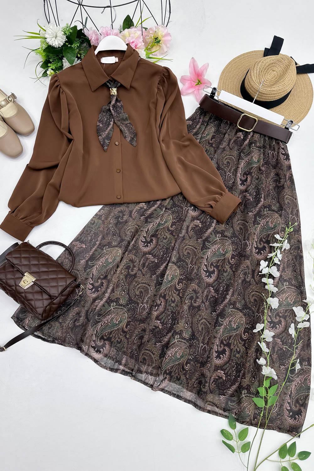 MAYA  FULARLI GÖMLEK ETEK TAKIM