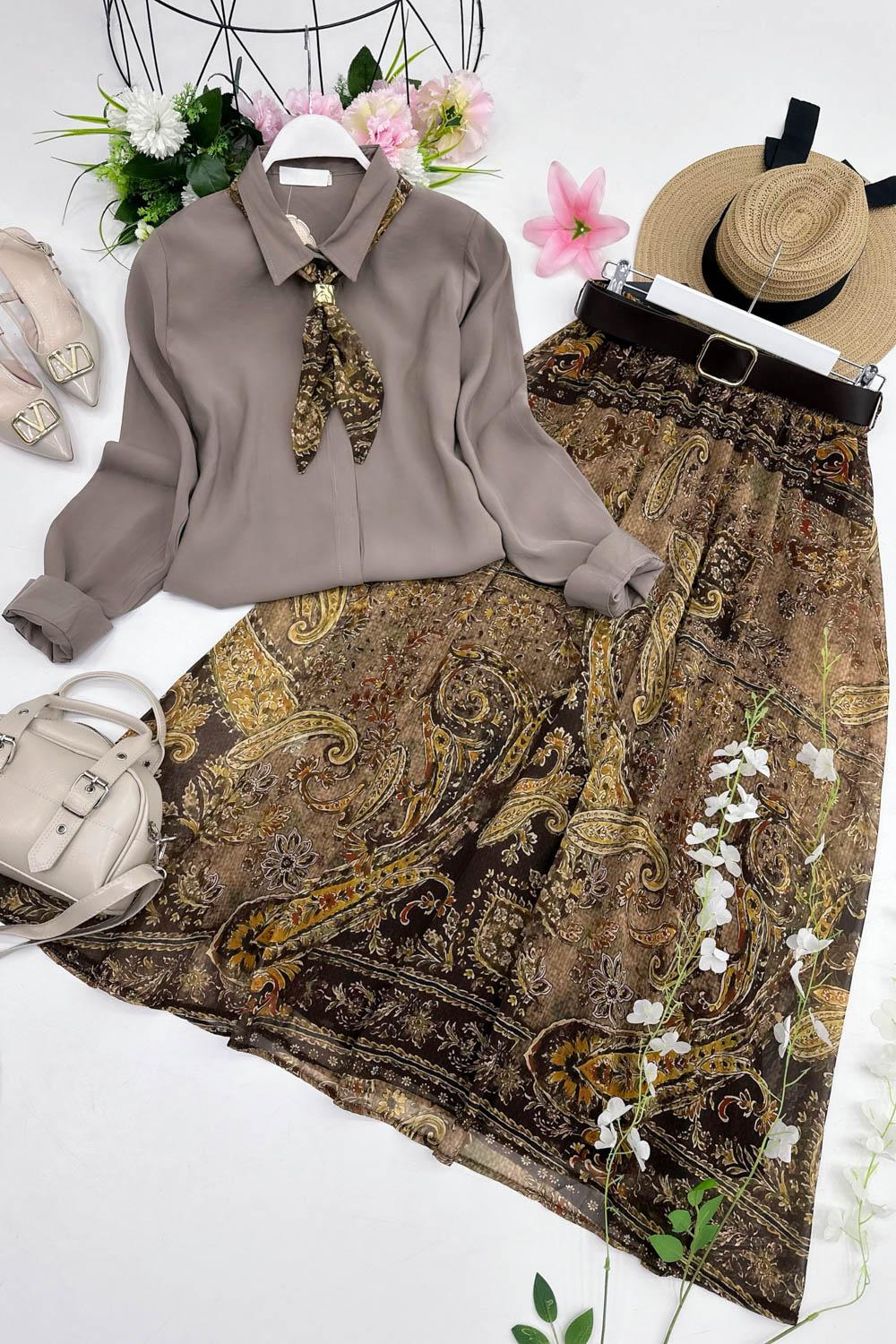 MODA FULARLI GÖMLEK ETEK TAKIM