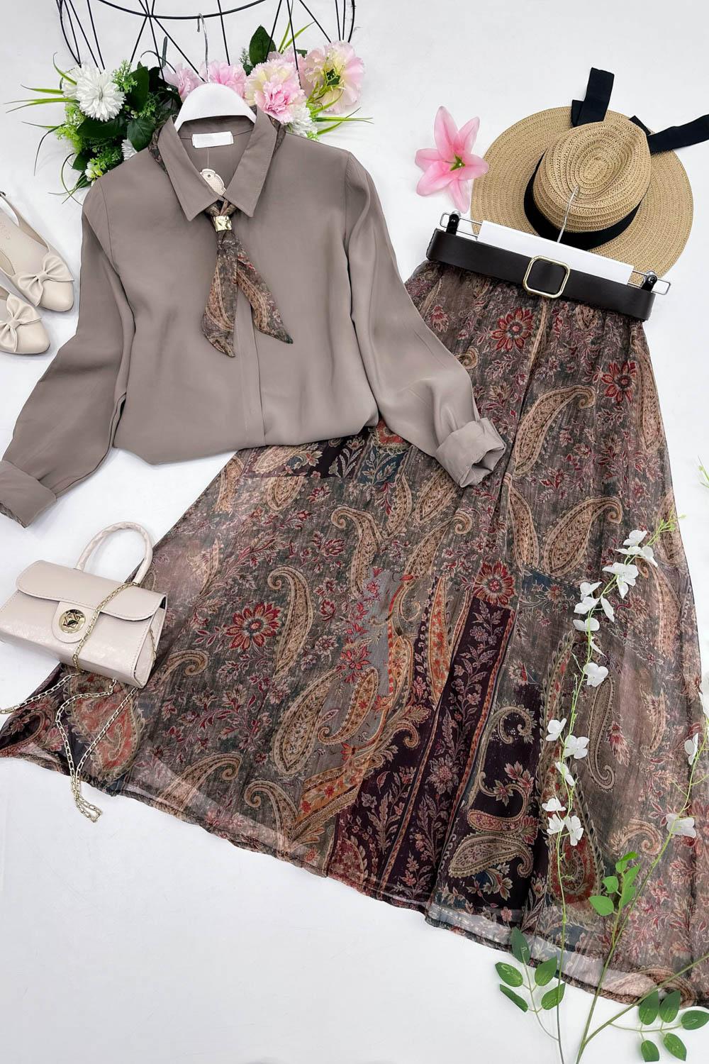 MODA FULARLI GÖMLEK ETEK TAKIM