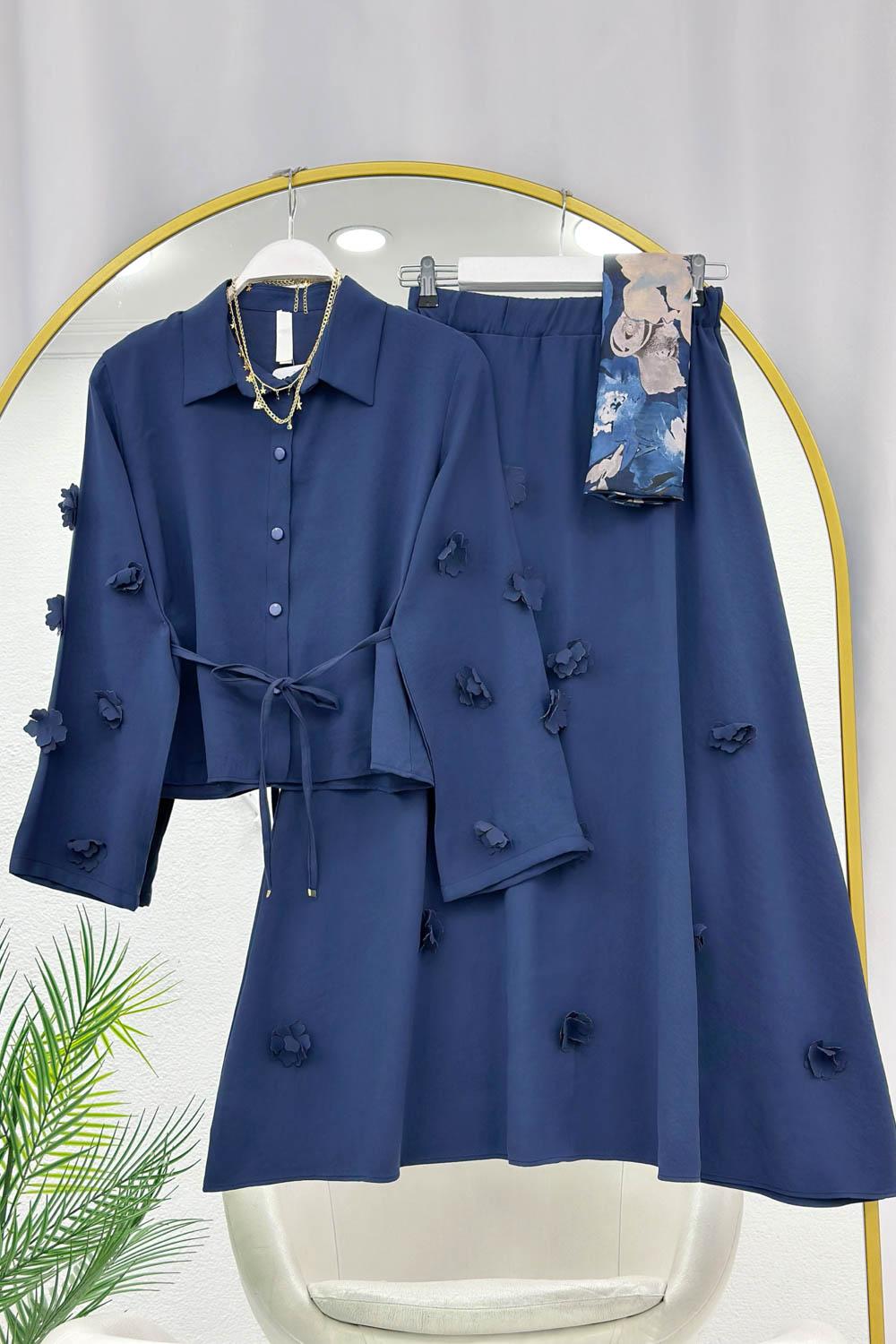 KABARTMA GÜL DETAYLI ETEK TAKIM