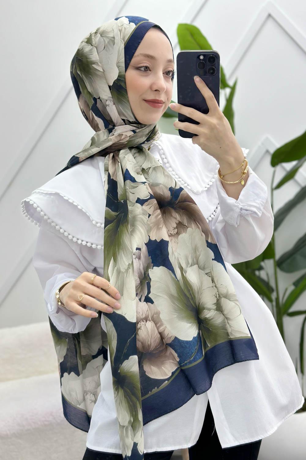 LACİVERT KARMA PAMUK ŞAL SERİSİ