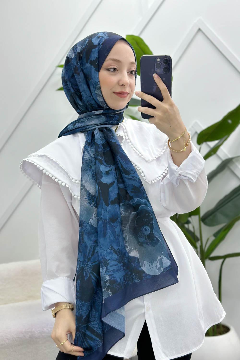 LACİVERT KARMA PAMUK ŞAL SERİSİ