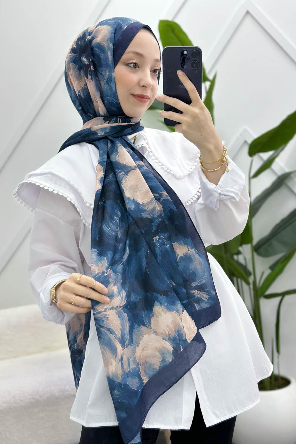 LACİVERT KARMA PAMUK ŞAL SERİSİ