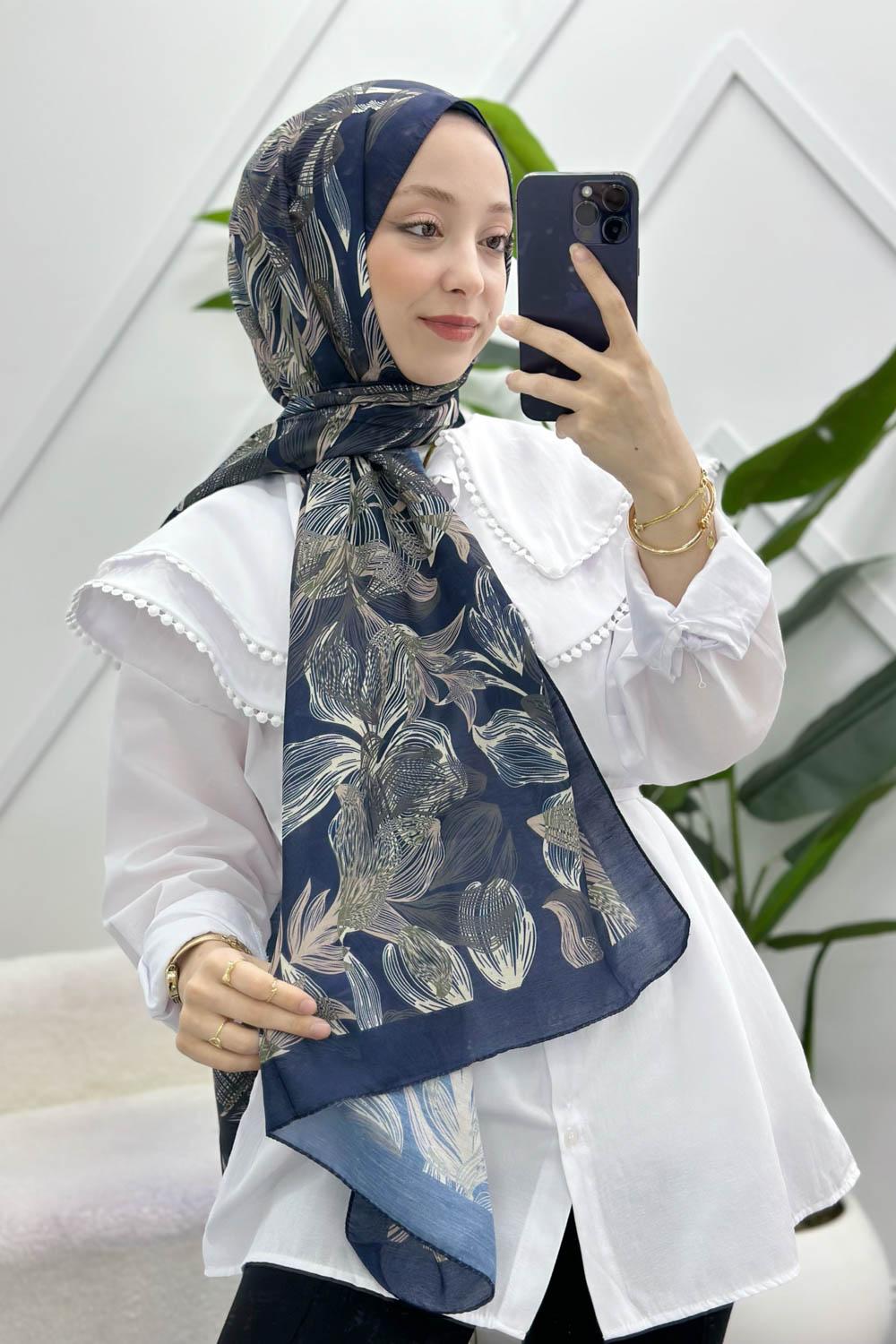 LACİVERT KARMA PAMUK ŞAL SERİSİ