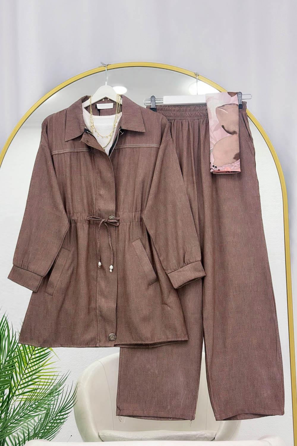 TENSEL KOT KUMAŞ PANTOLONLU TAKIM