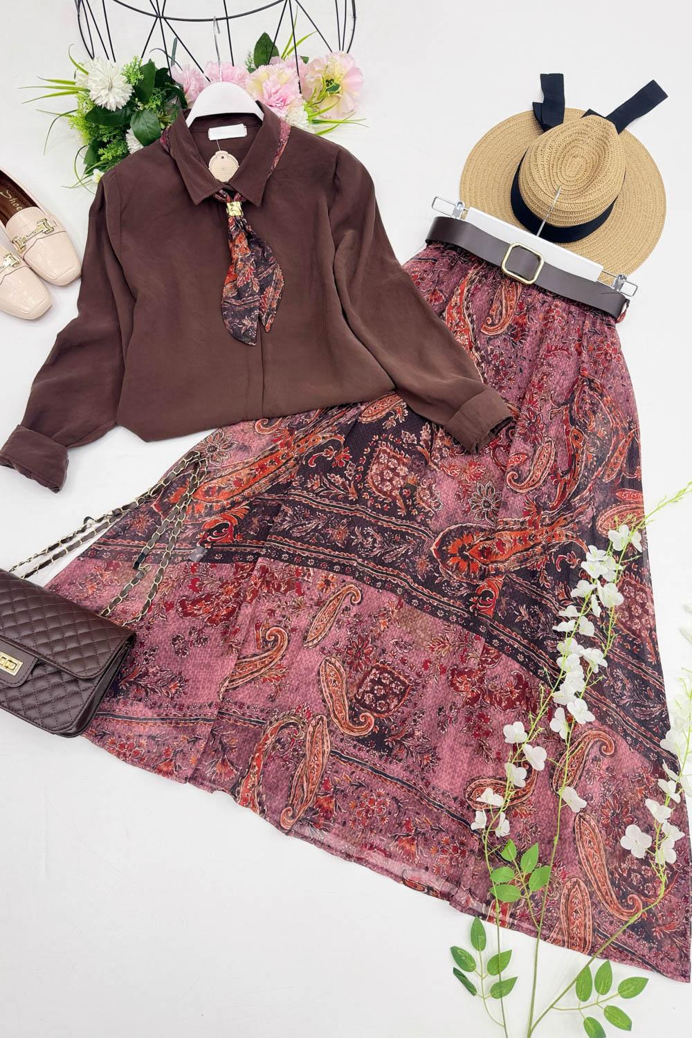 MODA FULARLI GÖMLEK ETEK TAKIM