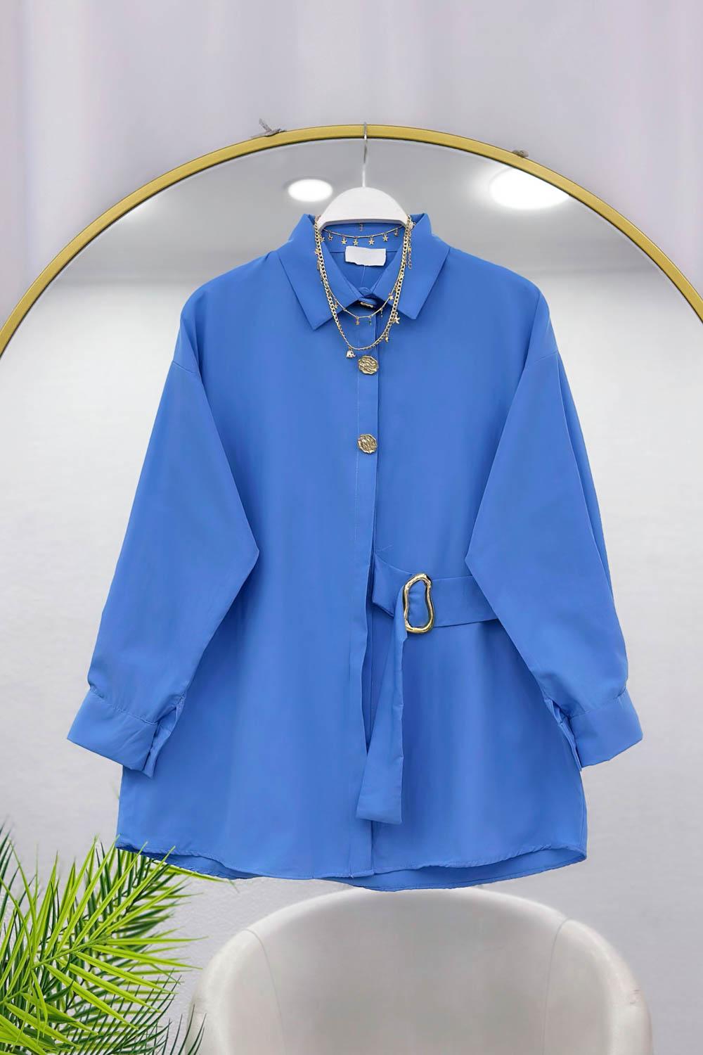 GOLD DÜĞMELİ BELDEN TOKALI KADIN  GÖMLEK