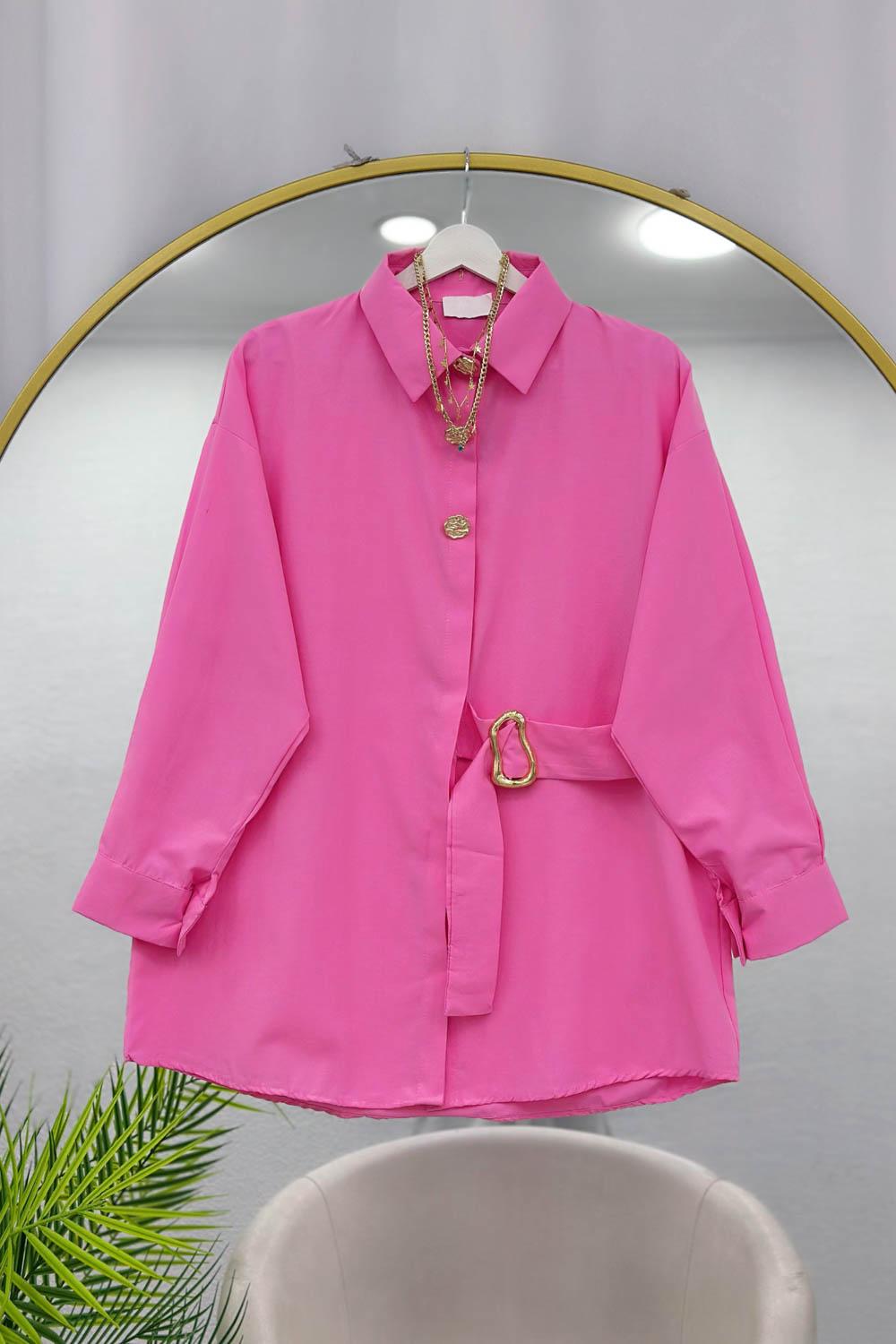 GOLD DÜĞMELİ BELDEN TOKALI KADIN  GÖMLEK