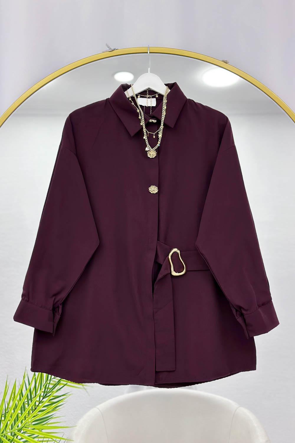 GOLD DÜĞMELİ BELDEN TOKALI KADIN  GÖMLEK