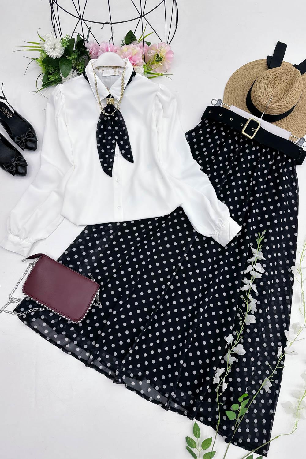 ROSA PUANLI ŞİFON ETEK TAKIM