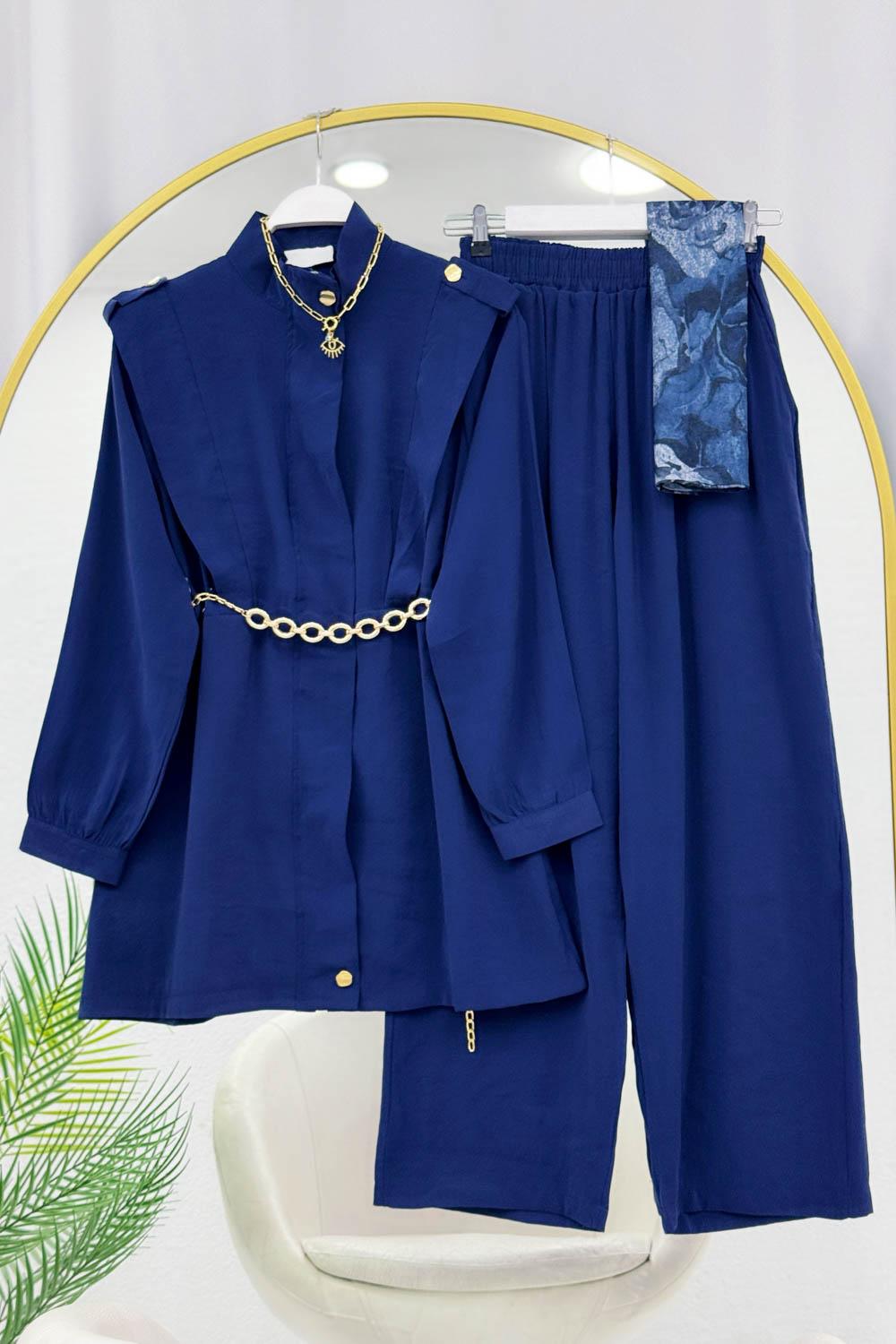 GİZLİ FERMUAR DETAYLI PANTOLONLU MODAL TAKIM