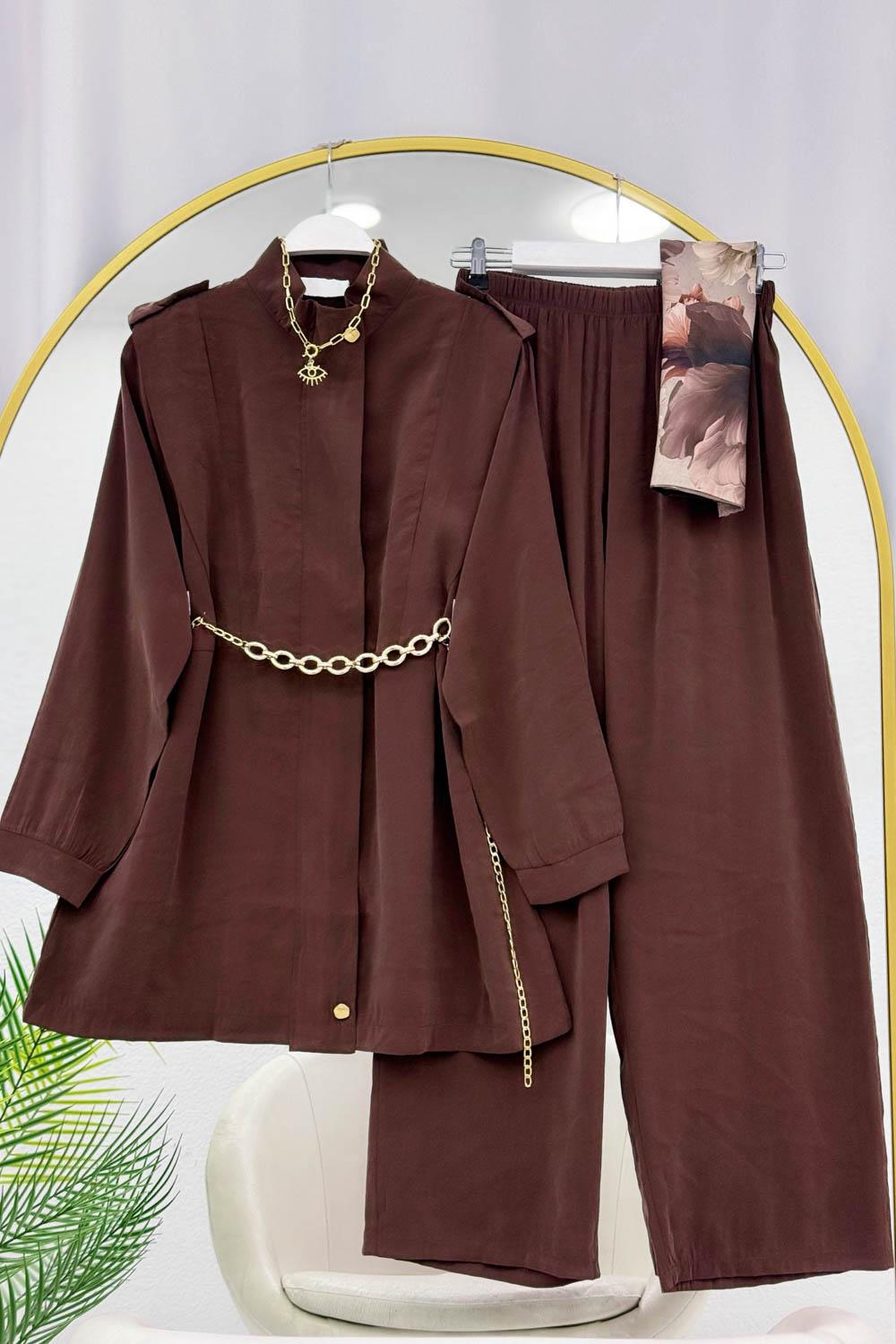 GİZLİ FERMUAR DETAYLI PANTOLONLU MODAL TAKIM