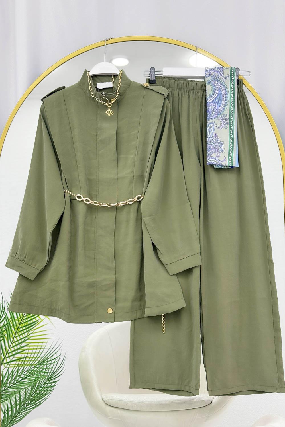 GİZLİ FERMUAR DETAYLI PANTOLONLU MODAL TAKIM