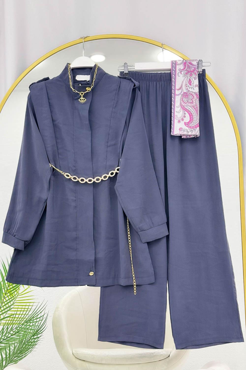 GİZLİ FERMUAR DETAYLI PANTOLONLU MODAL TAKIM