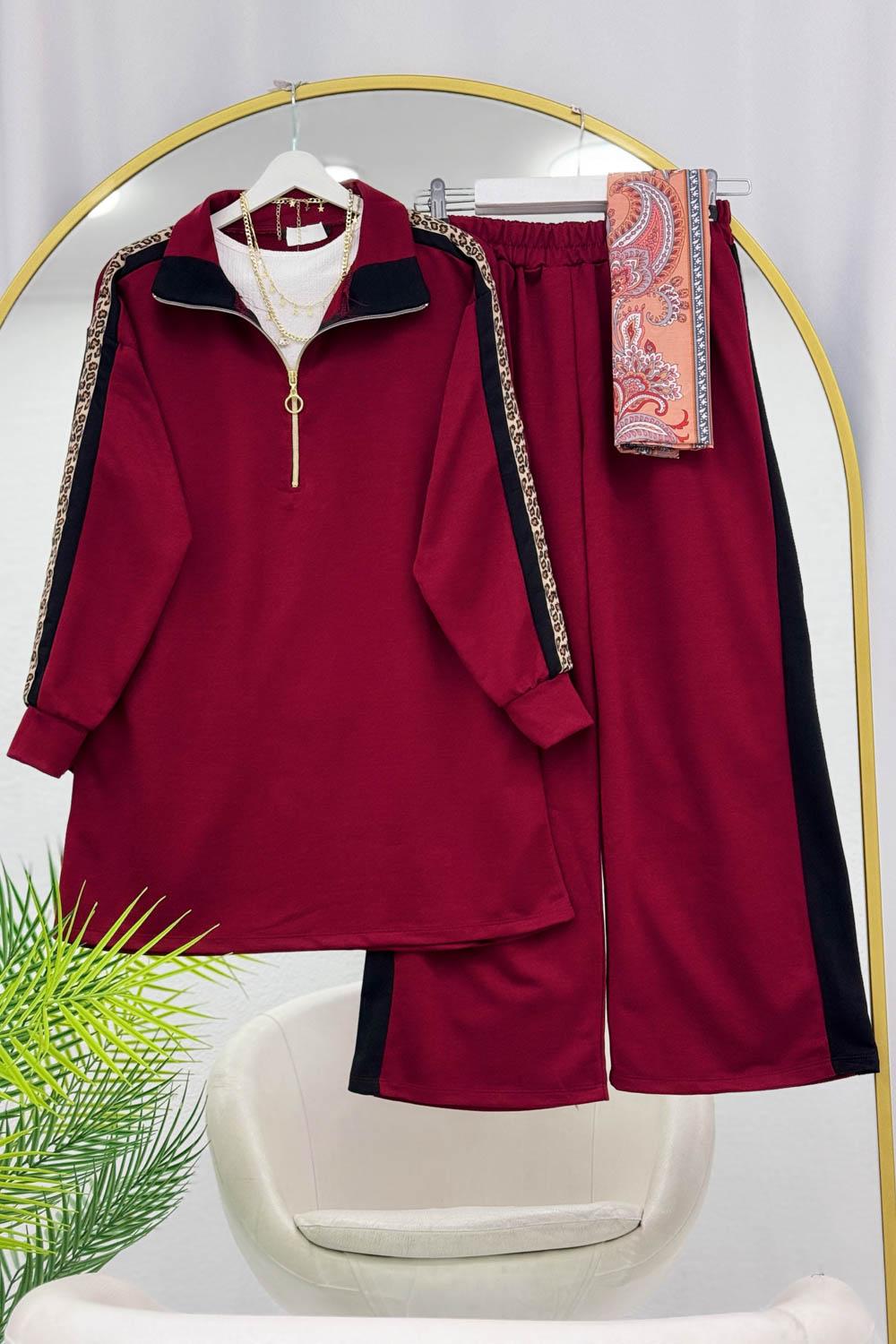 KOLLARI LEOPAR DETAYLI PANTOLON TAKIM