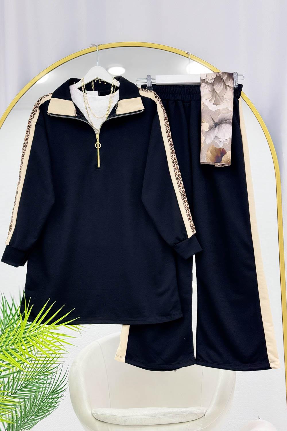 KOLLARI LEOPAR DETAYLI PANTOLON TAKIM