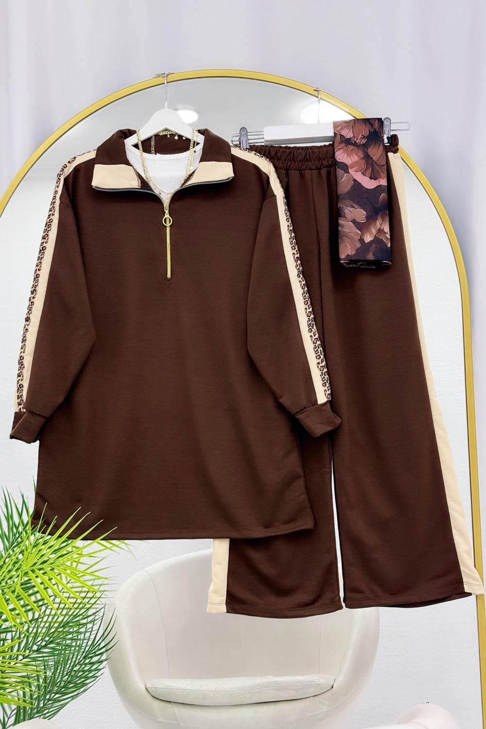 KOLLARI LEOPAR DETAYLI PANTOLON TAKIM