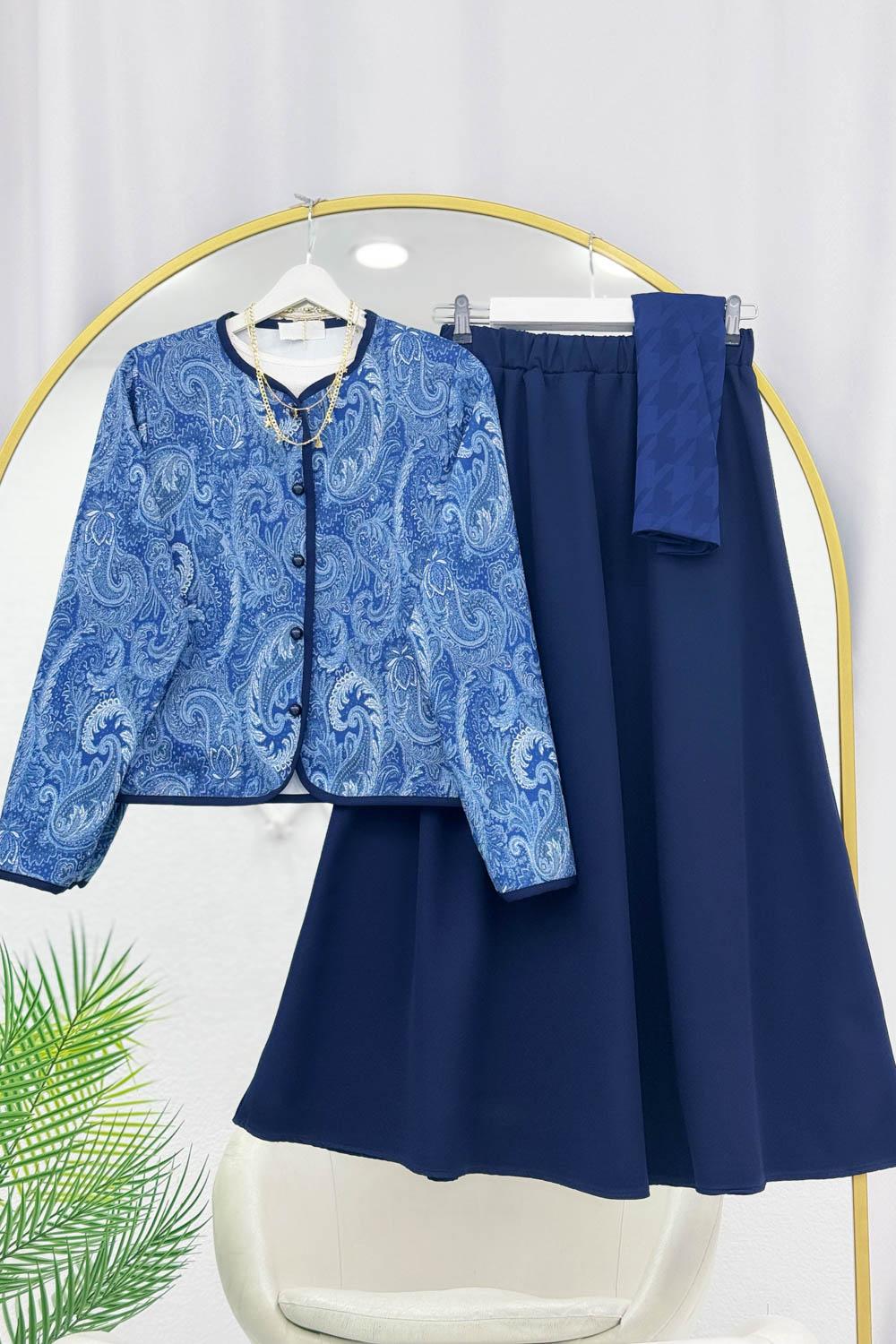 RENK GEÇİŞLİ ÖNÜ DÜĞMELİ ETEKLİ  TAKIM