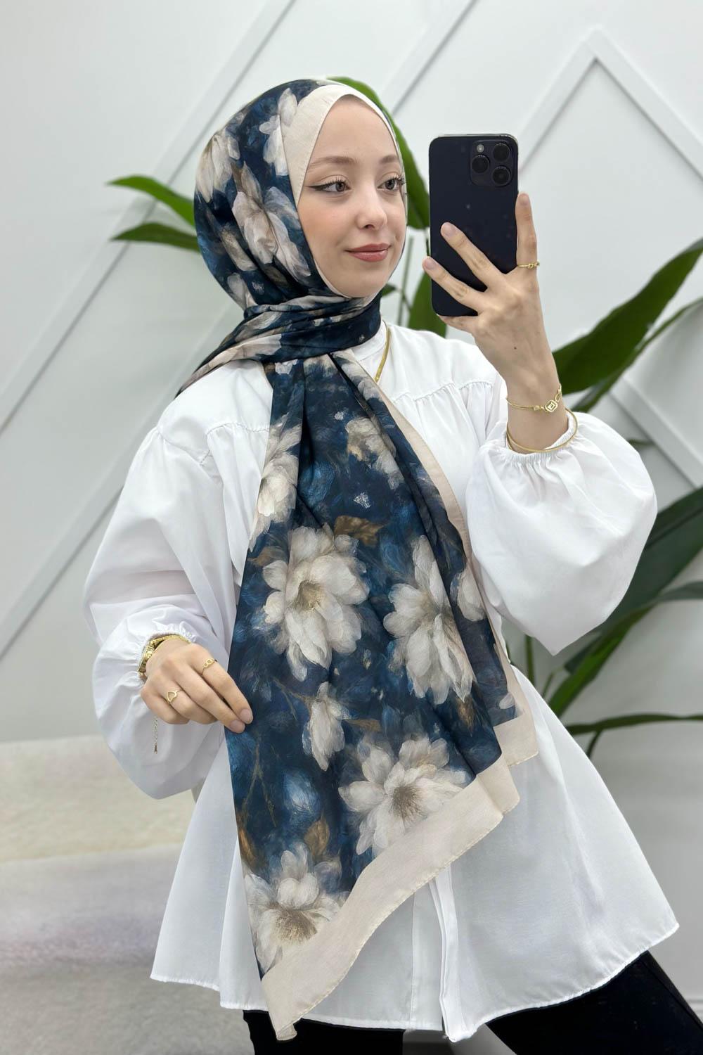 ZAMBAK ÇİÇEKLİ PAMUK ŞAL SERİSİ