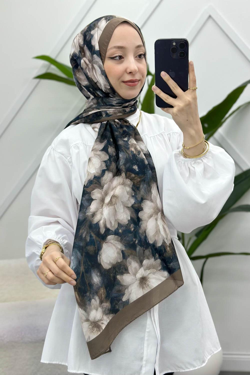 ZAMBAK ÇİÇEKLİ PAMUK ŞAL SERİSİ