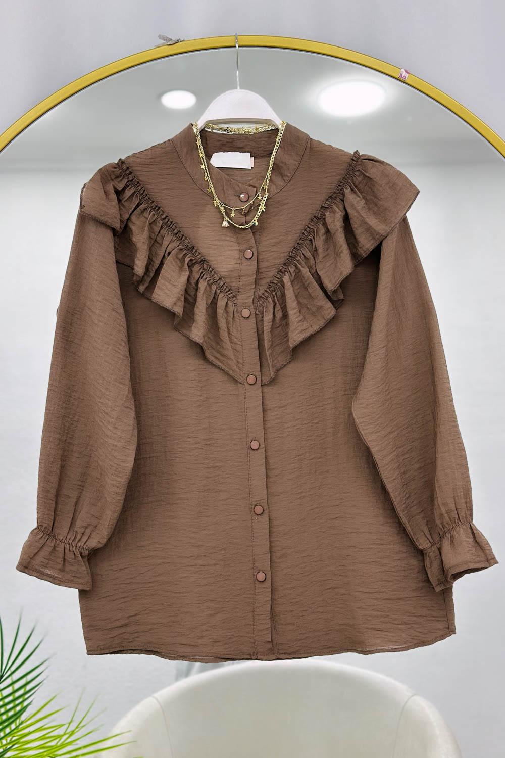 DÜĞME DETAYLI FIRFIRLI GÖMLEK