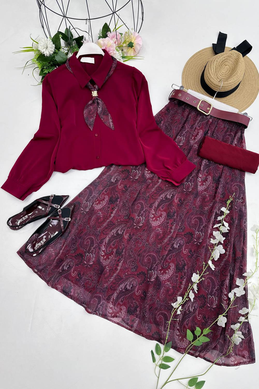 MAYA  FULARLI GÖMLEK ETEK TAKIM