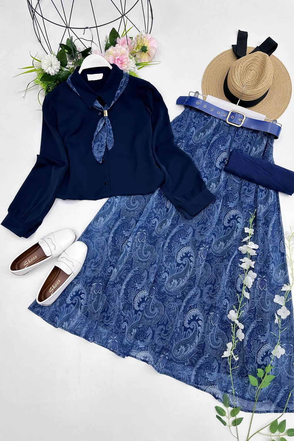 MAYA  FULARLI GÖMLEK ETEK TAKIM