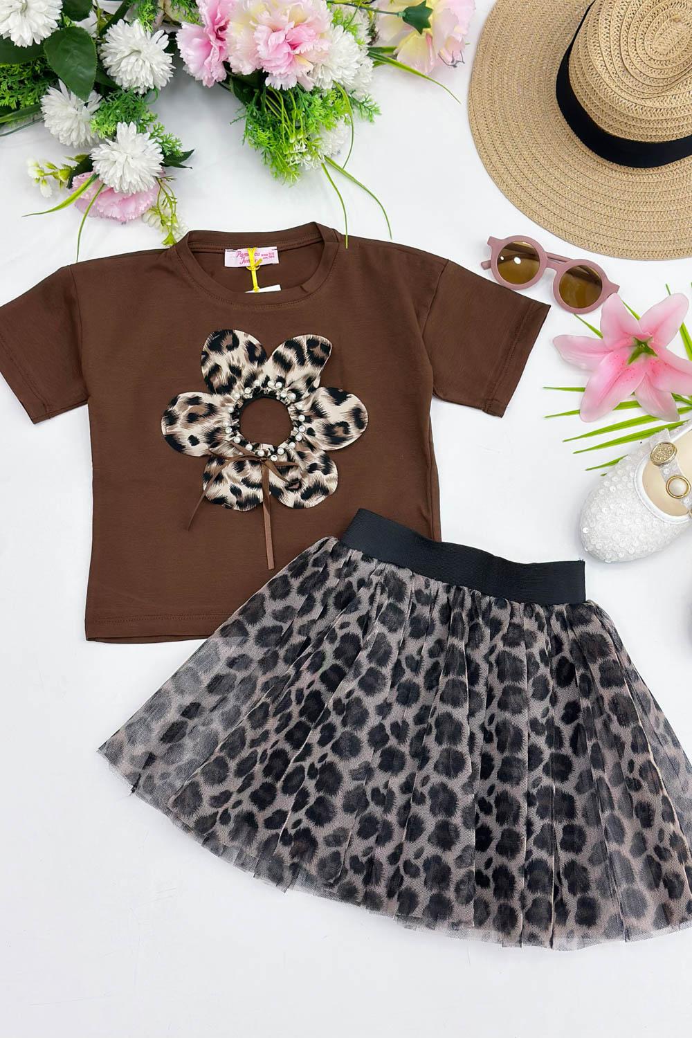 ETEĞİ LEOPARLI KIZ ÇOCUK TAKIM