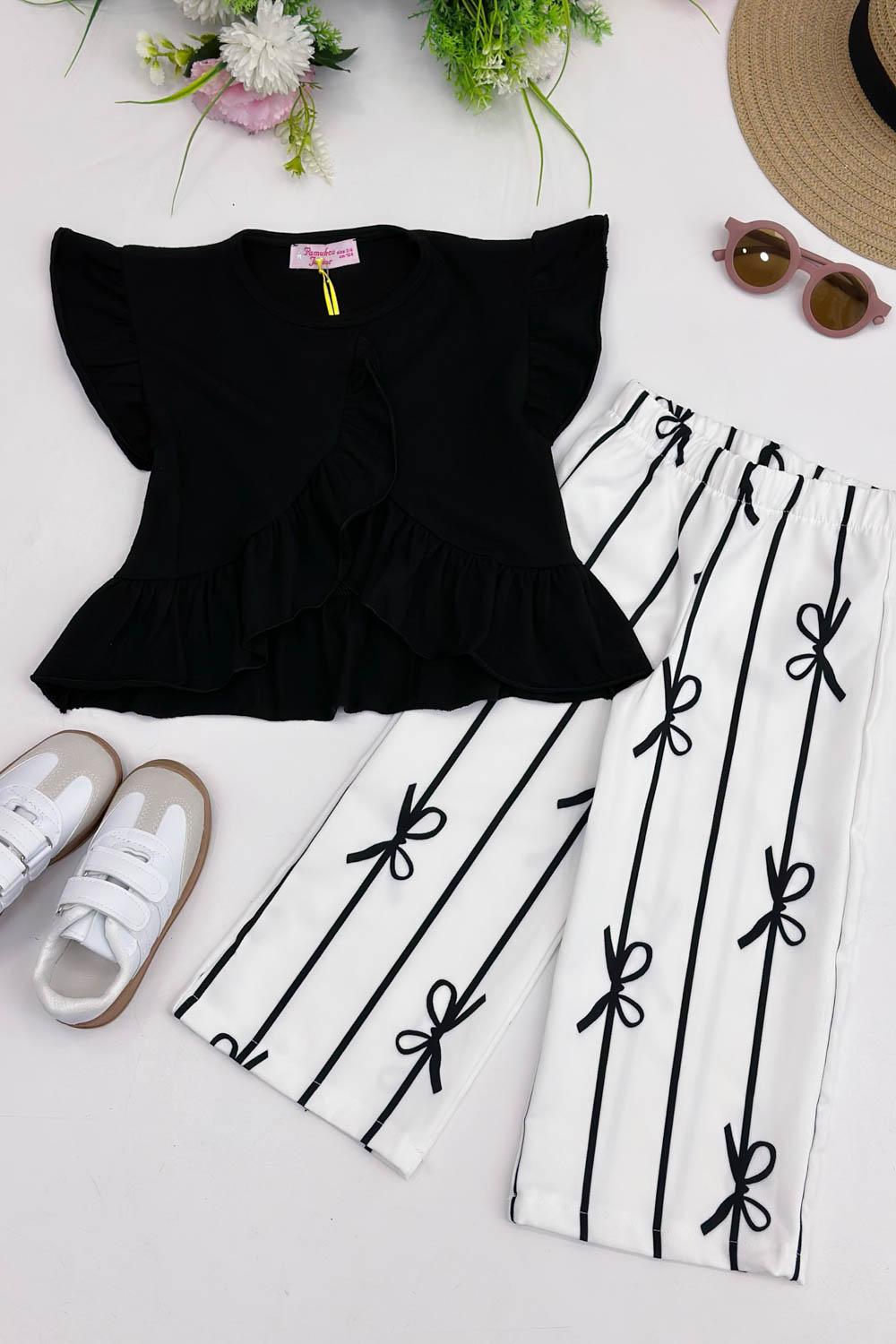 PANTOLONU FİYONK DETAYLI KIZ ÇOCUK TAKIMI