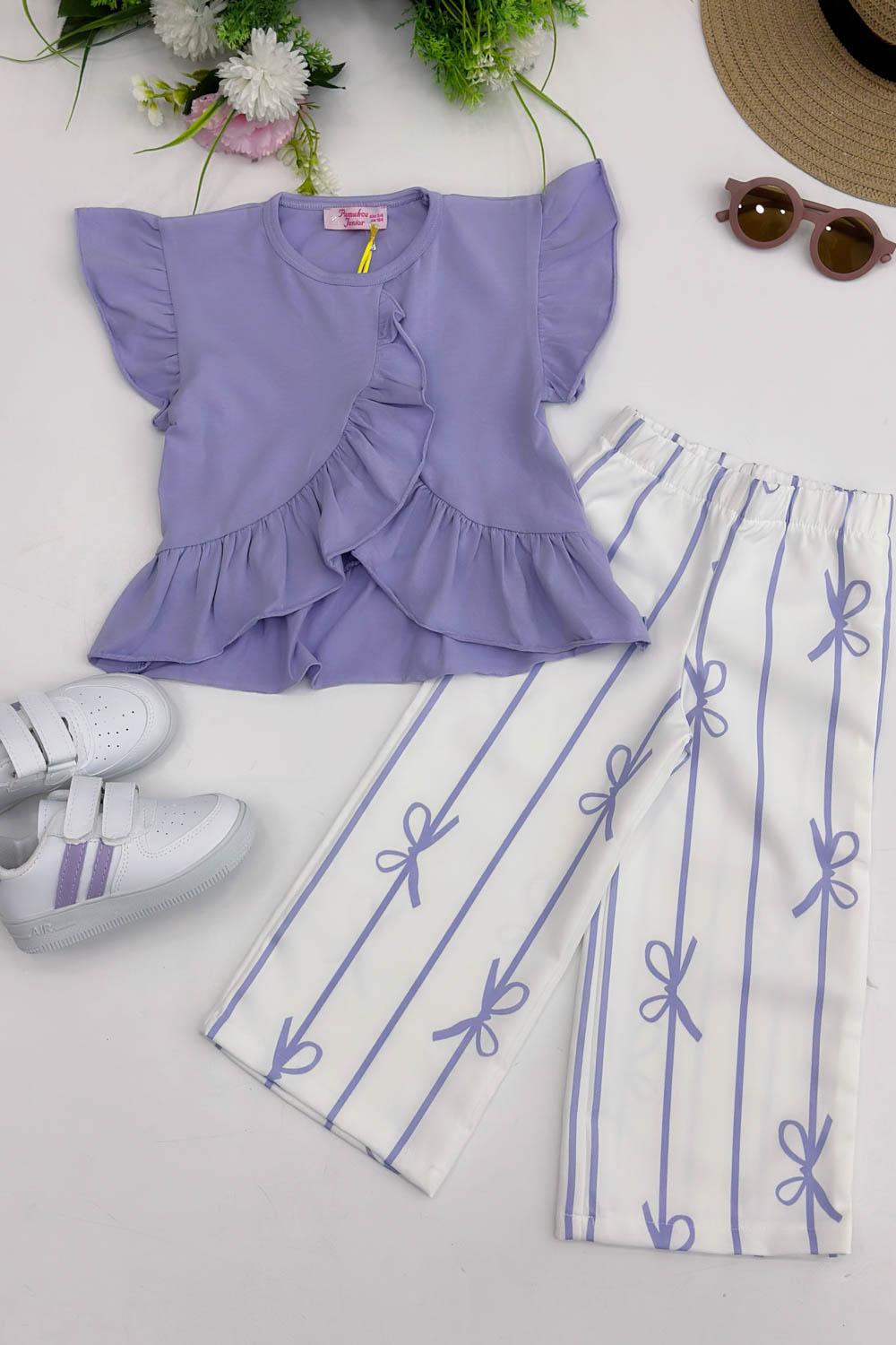 PANTOLONU FİYONK DETAYLI KIZ ÇOCUK TAKIMI