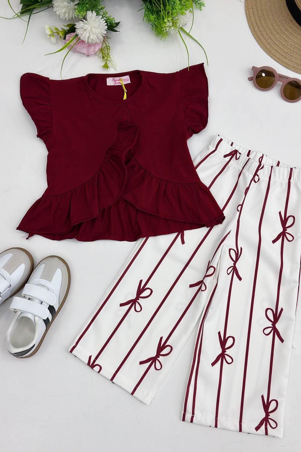 PANTOLONU FİYONK DETAYLI KIZ ÇOCUK TAKIMI