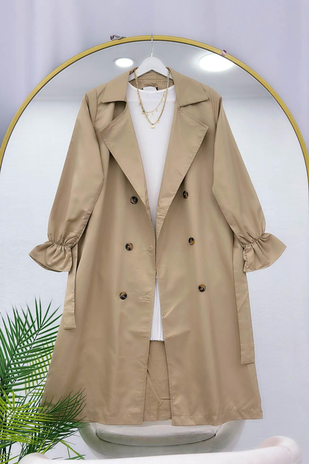 KOLU BÜZGÜLÜ KUŞAKLI TRENÇKOT