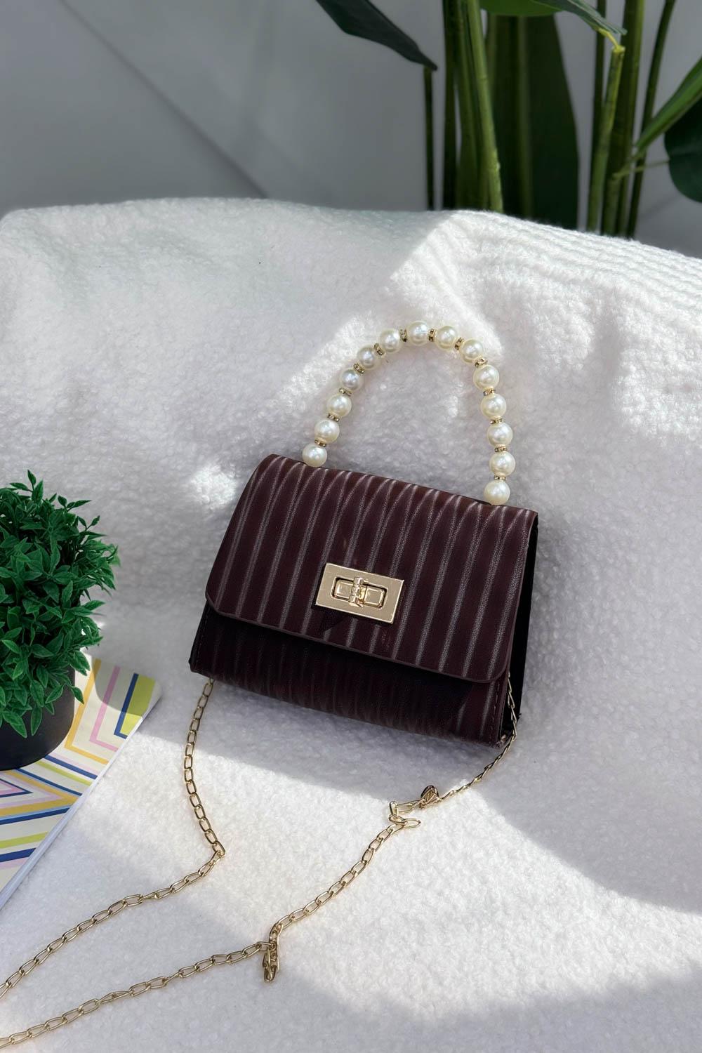 SEVİLLA BEYAZ İNCİLİ SAPLI  ASKILI  KADIN EL VE OMUZ VE  ÇANTASI