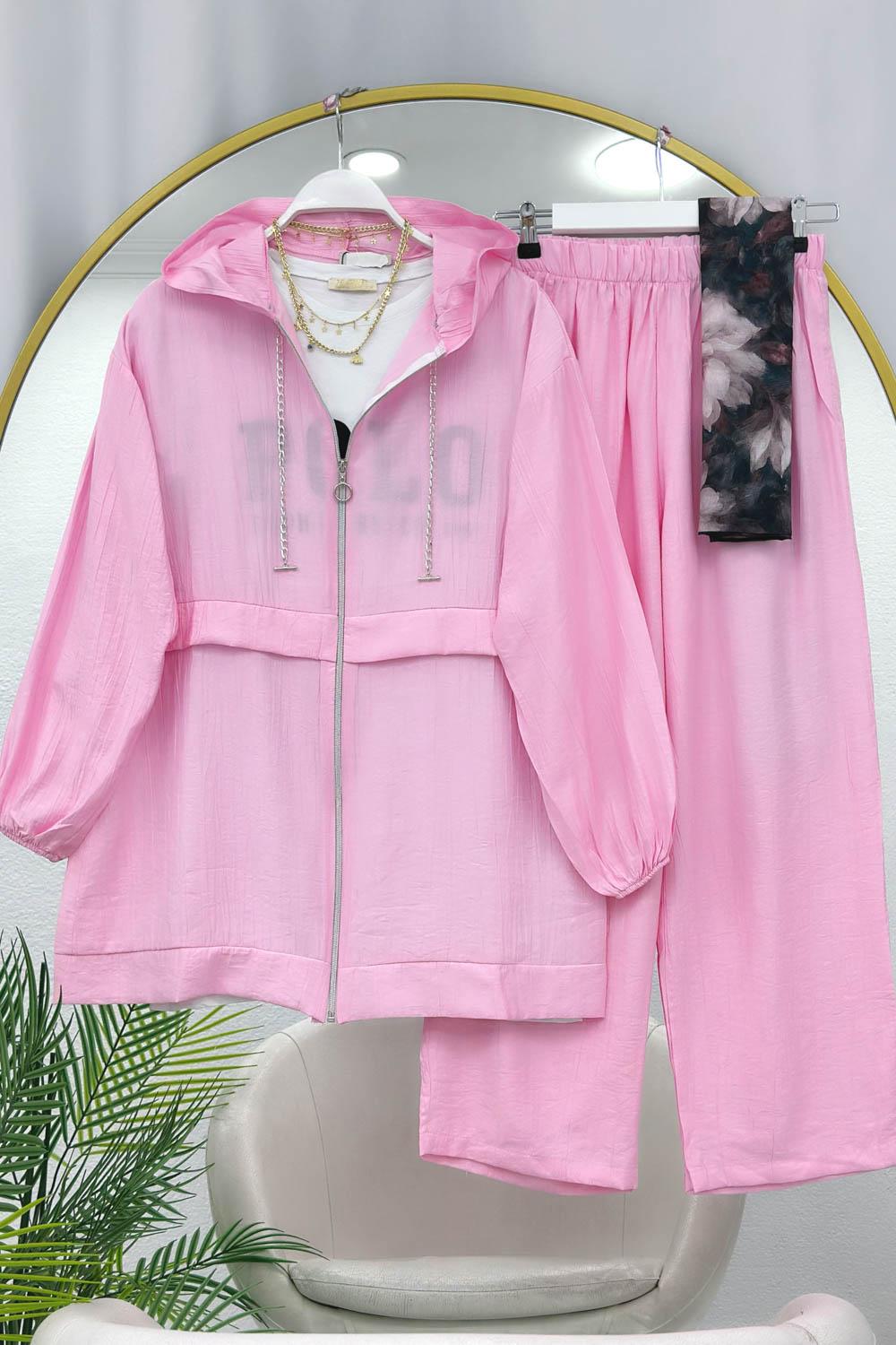 YAKASI ZİNCİR DETAYLI KRINKIL KADIN TAKIM