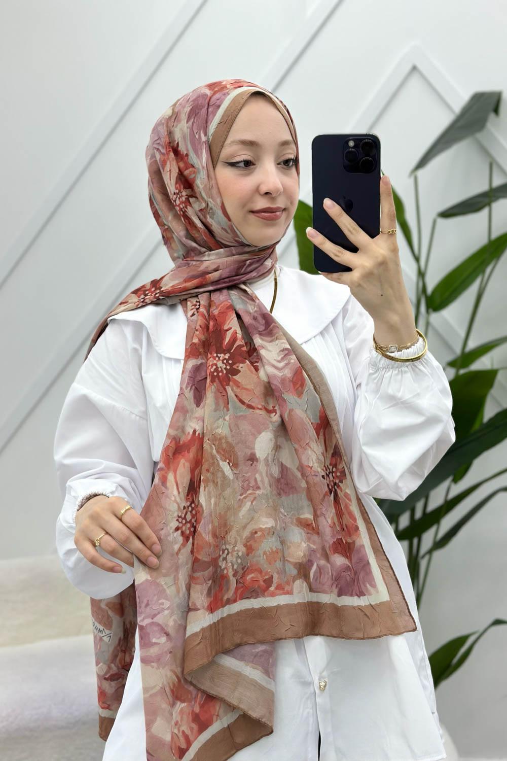 ÇARKIFELEK ÇİÇEĞİ DESENLİ BAMBU KRAŞ ŞAL