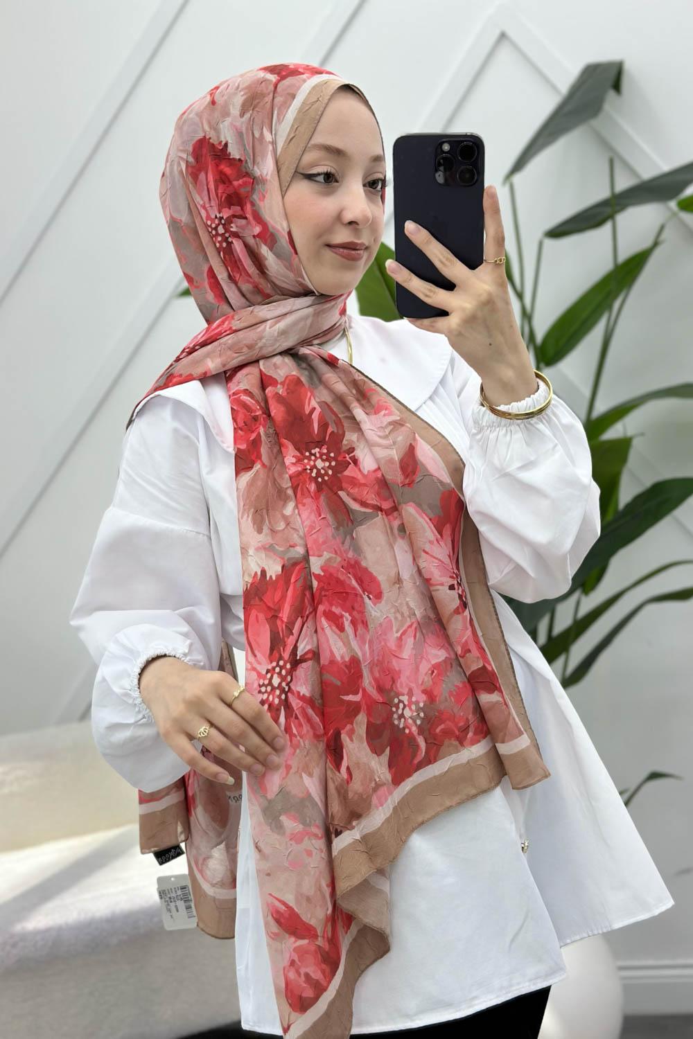 ÇARKIFELEK ÇİÇEĞİ DESENLİ BAMBU KRAŞ ŞAL