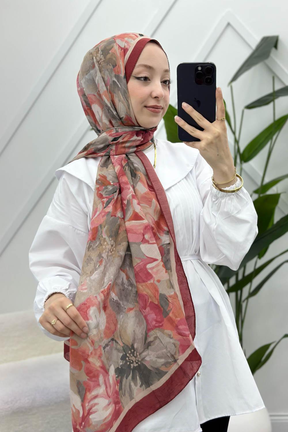 ÇARKIFELEK ÇİÇEĞİ DESENLİ BAMBU KRAŞ ŞAL