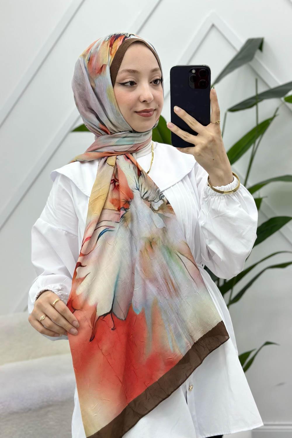 MOON ÇİÇEK DESENLİ BAMBU KRAŞ ŞAL