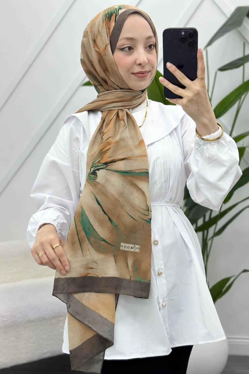 MOON ÇİÇEK DESENLİ BAMBU KRAŞ ŞAL