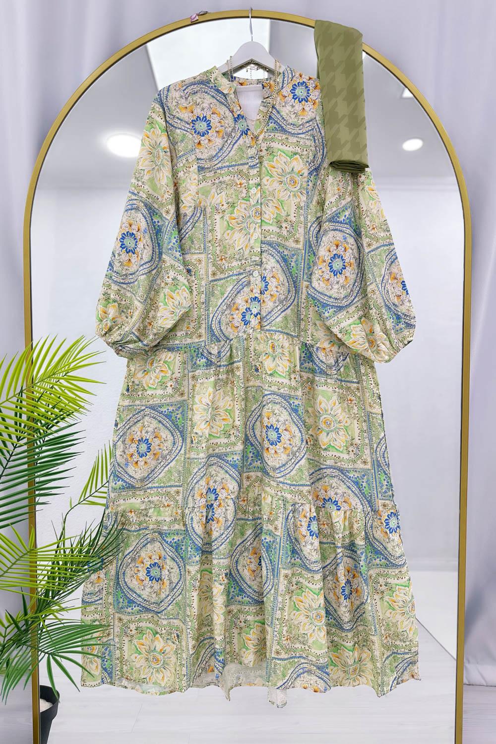 ALAÇATI MODEL OVERSİZE KESİM MNGO KUMAŞ ELBİSE