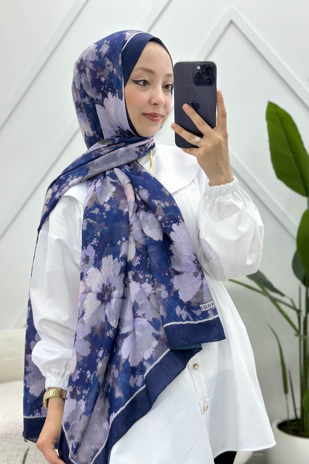 KARIŞIK ÇİÇEK DESEN PAMUK SOFT ŞAL