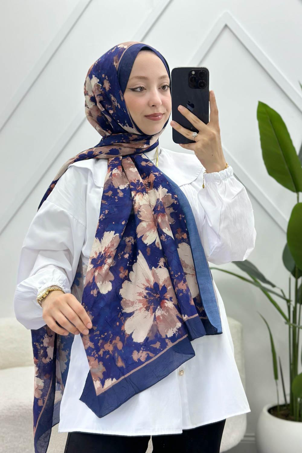 KARIŞIK ÇİÇEK DESEN PAMUK SOFT ŞAL