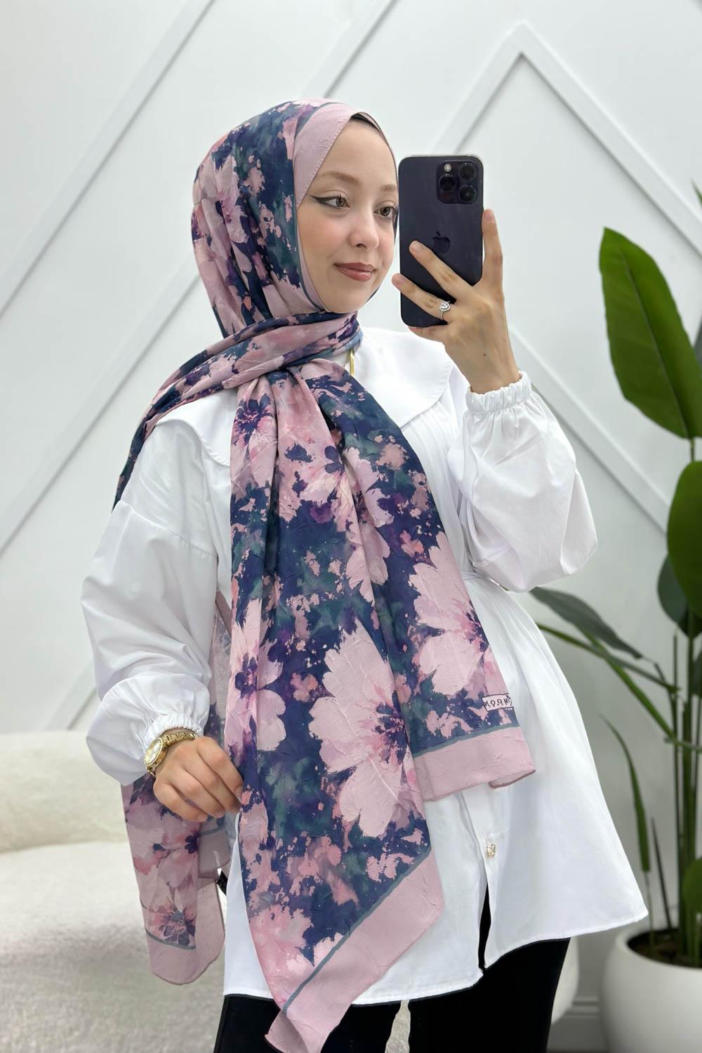 KARIŞIK ÇİÇEK DESEN PAMUK SOFT ŞAL