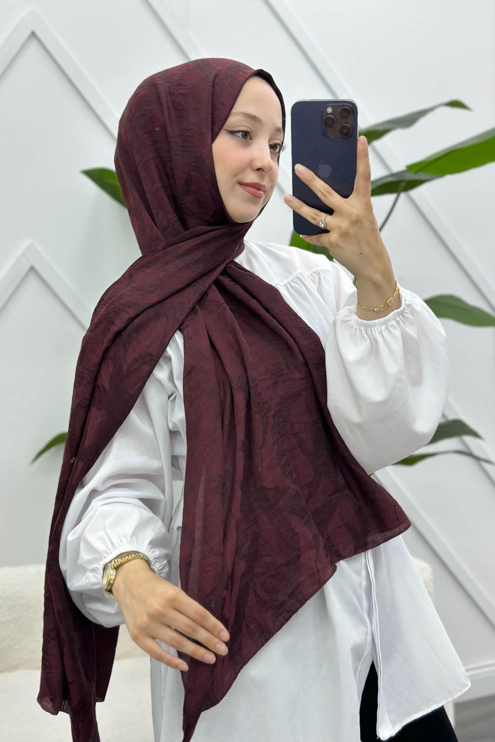 YAPRAK DESEN PAMUK SOFT ŞAL