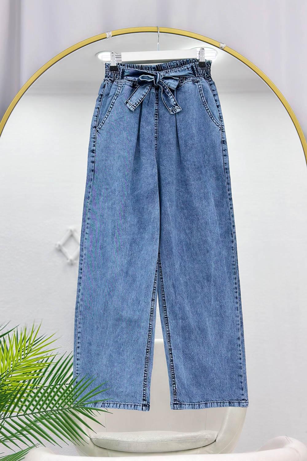 BELDEN KEMERLİ KOT PANTOLON