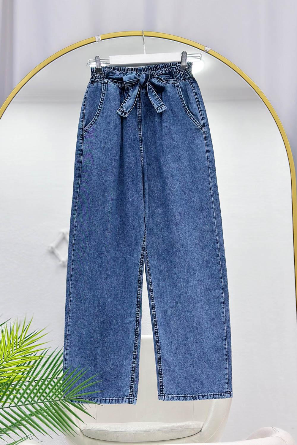 BELDEN KEMERLİ KOT PANTOLON